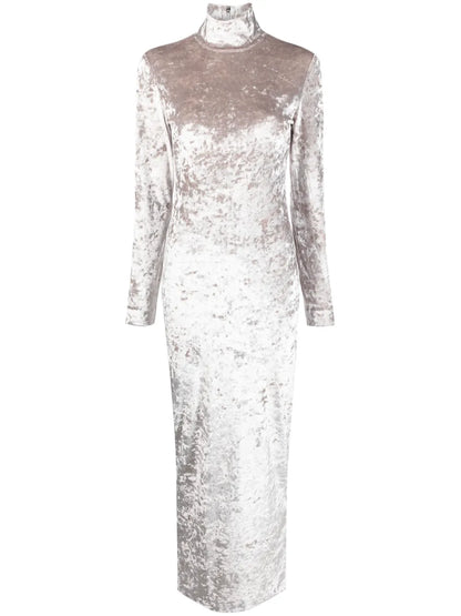 Crushed-Velvet Long Dress