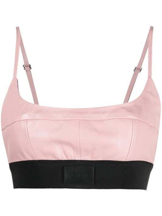 Catalina Logo-Patch Leather Top