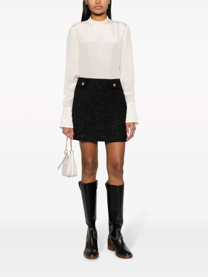 High-Waisted Tweed Mini Skirt