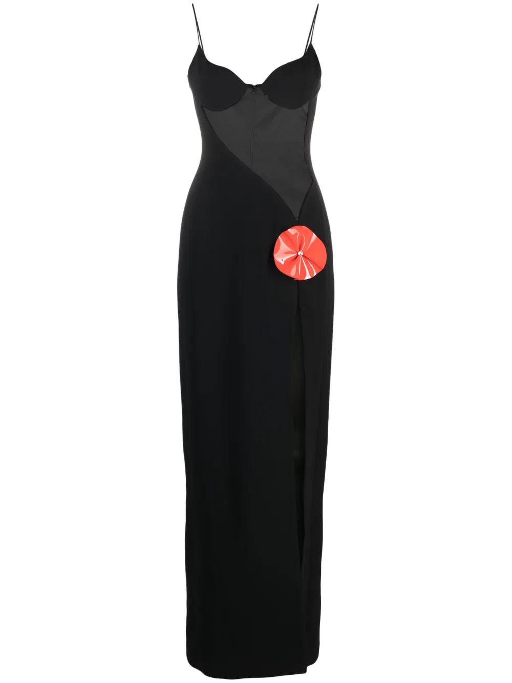Floral-Appliqué Cady Gown