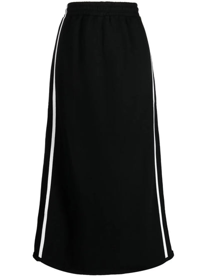 Stripe-Detail Cotton Midi Skirt