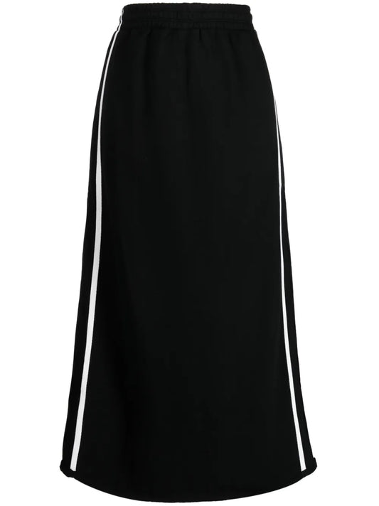 Stripe-Detail Cotton Midi Skirt