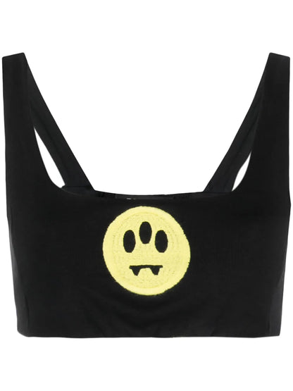 Smiley-Face Jersey Fleece Cropped Top