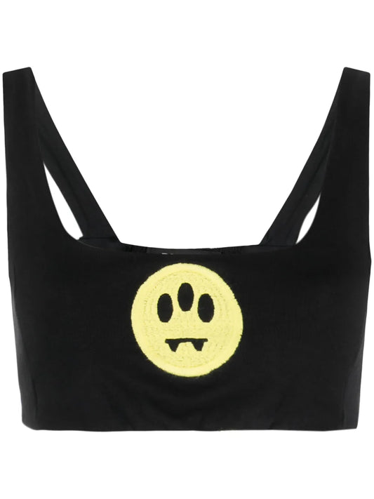 Smiley-Face Jersey Fleece Cropped Top