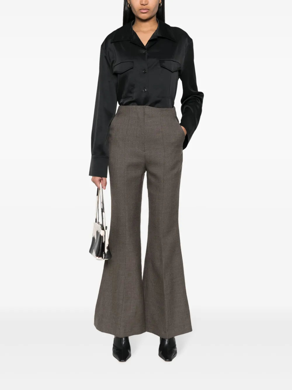 Justina Satin Long-Sleeve Shirt