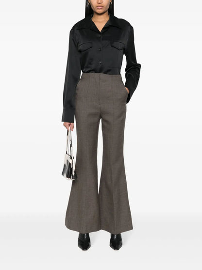 Justina Satin Long-Sleeve Shirt