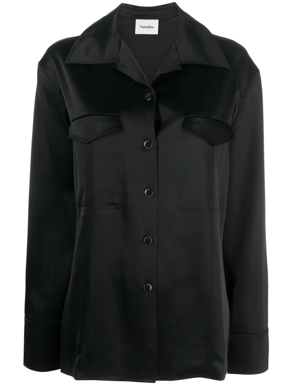 Justina Satin Long-Sleeve Shirt
