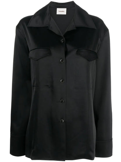 Justina Satin Long-Sleeve Shirt