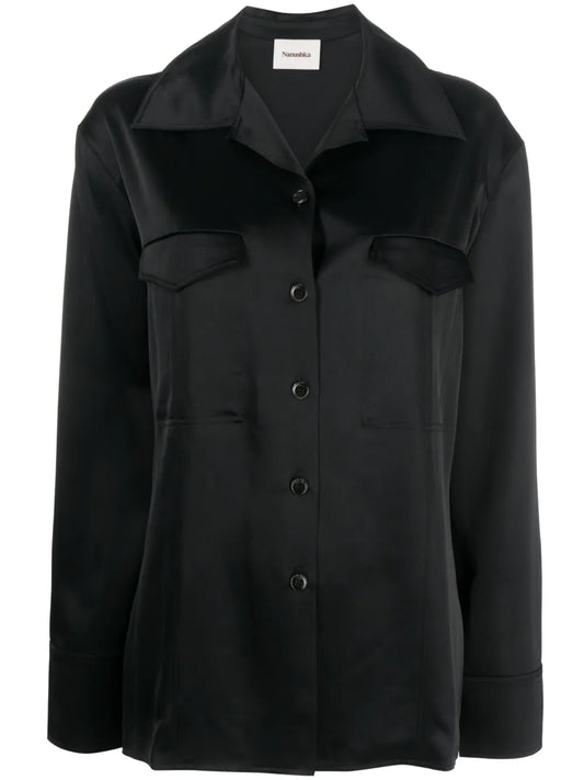 Justina Satin Long-Sleeve Shirt