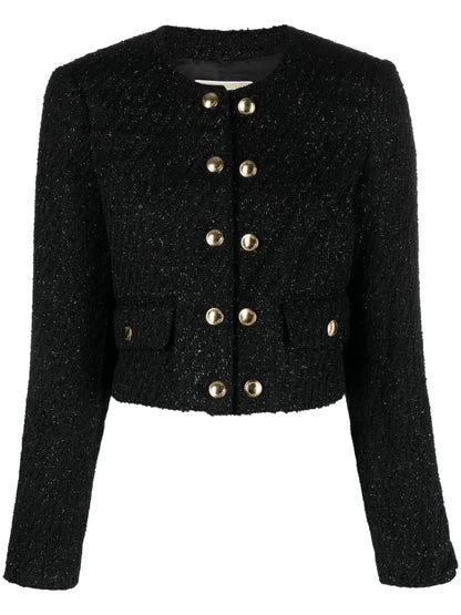 Stripe-Pattern Cropped Jacket