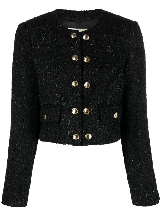 Stripe-Pattern Cropped Jacket