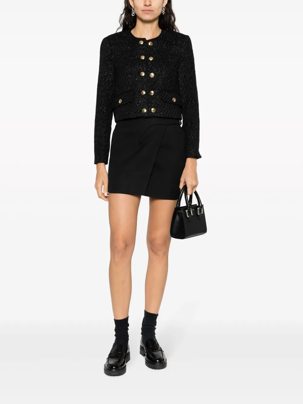 Stripe-Pattern Cropped Jacket