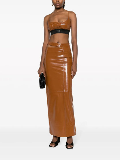 Catalina Cropped Leather Top