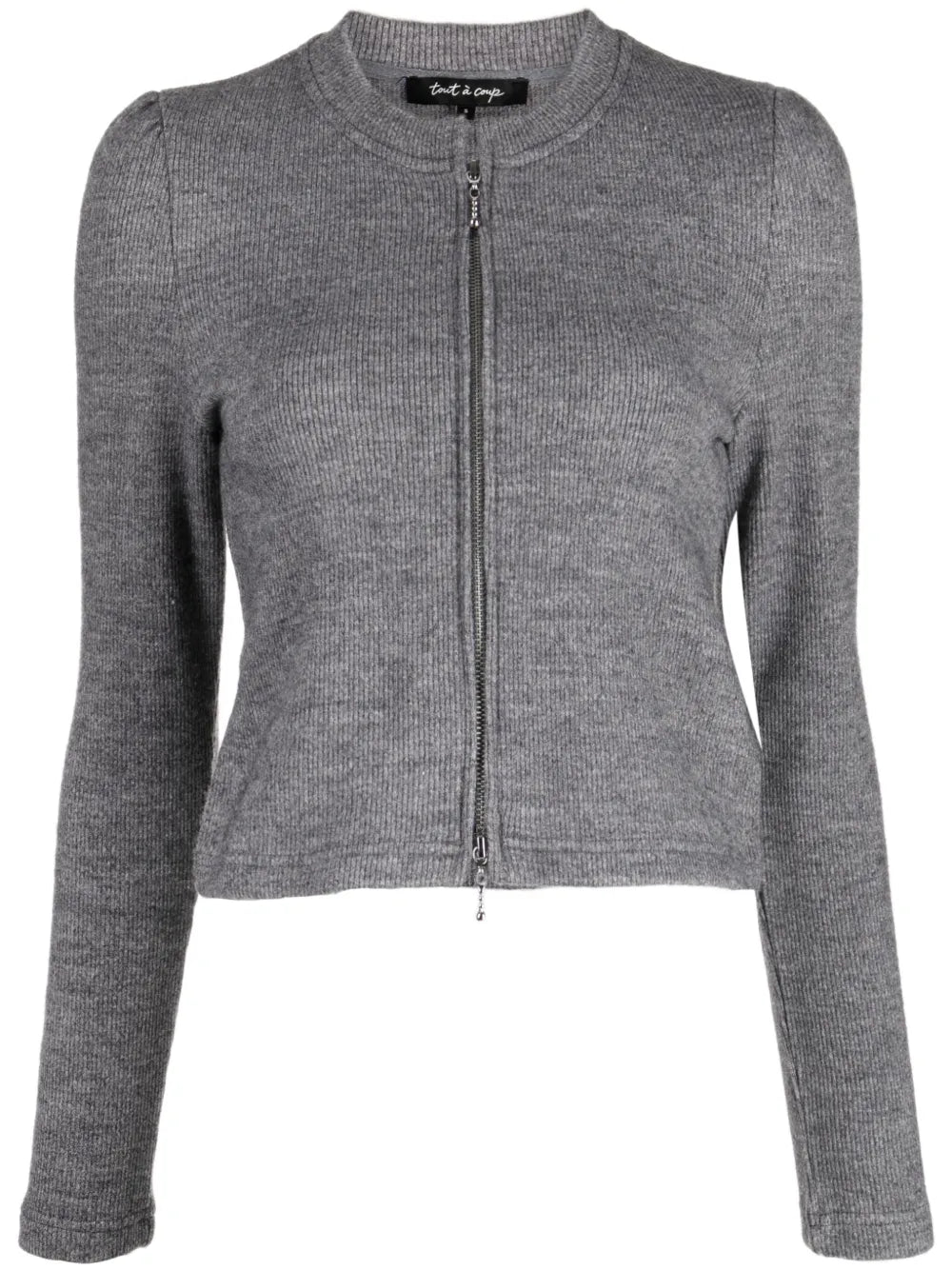 Mélange Fine-Ribbed Cropped Cardigan