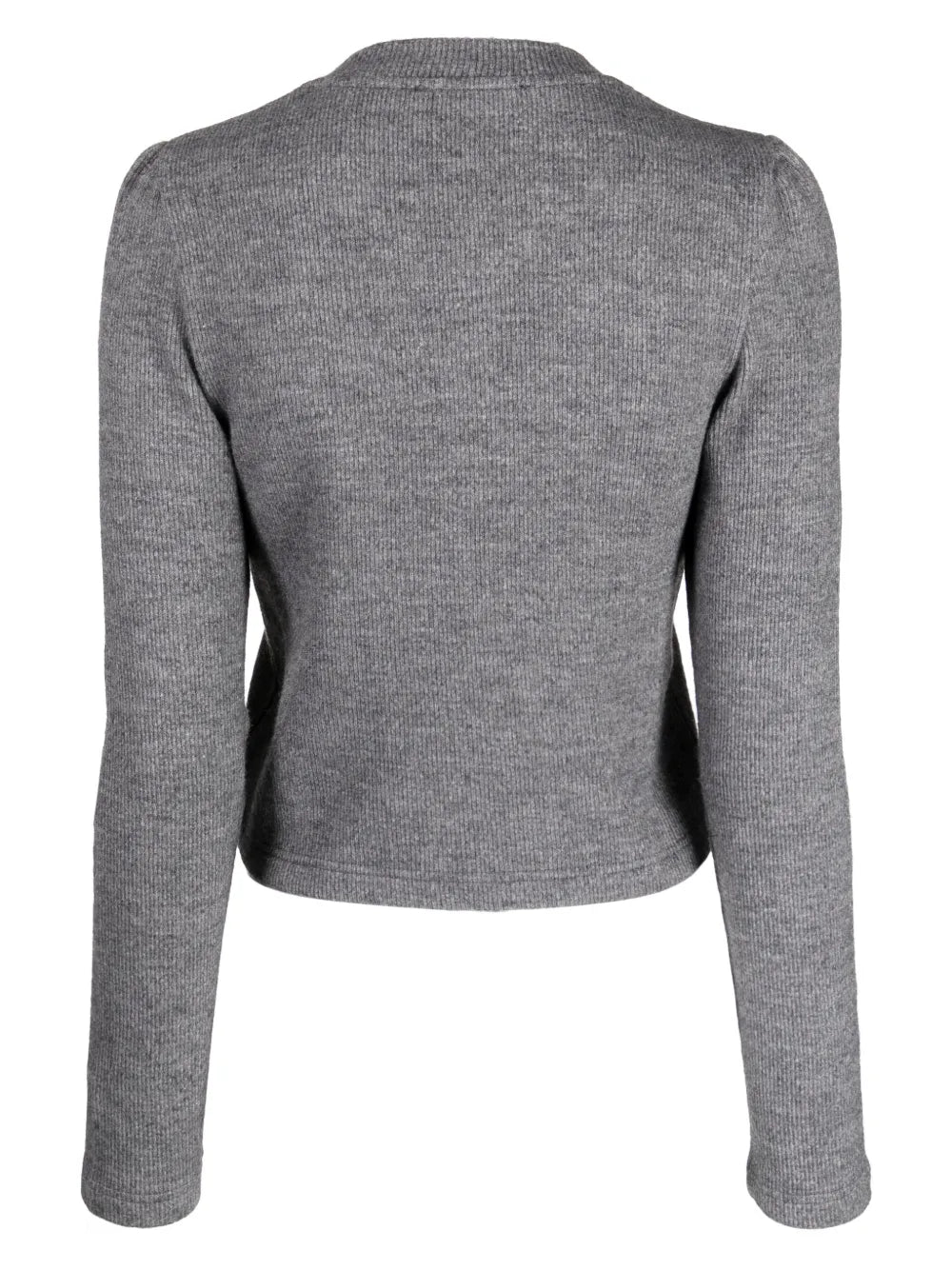 Mélange Fine-Ribbed Cropped Cardigan