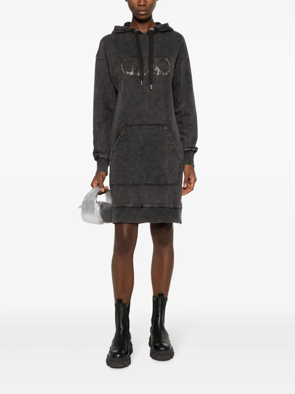 Logo-Embellished Distressed Sweatshirt Dress