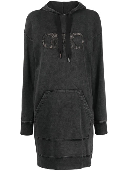 Logo-Embellished Distressed Sweatshirt Dress
