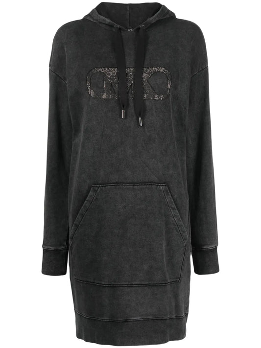 Logo-Embellished Distressed Sweatshirt Dress