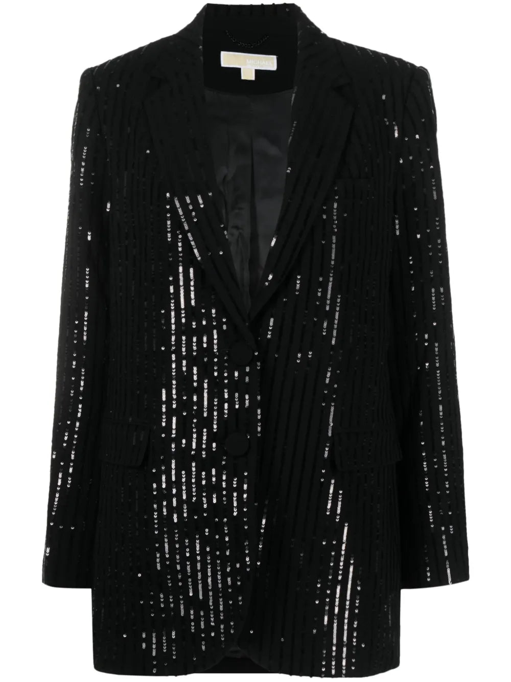 Sequin-Embellished Striped Blazer