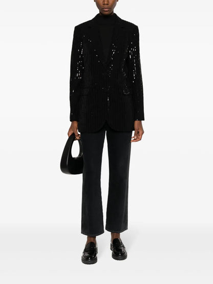 Sequin-Embellished Striped Blazer