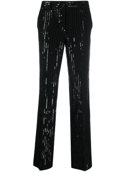 High-Waisted Sequin Trousers