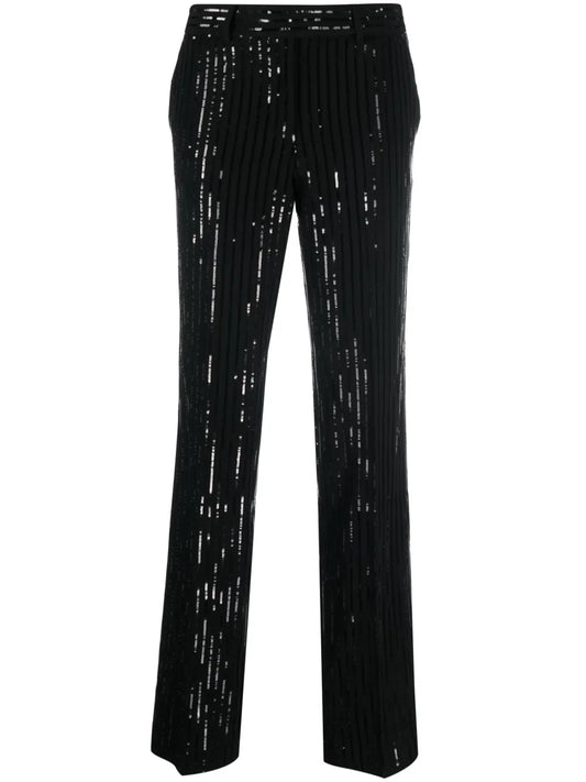 High-Waisted Sequin Trousers