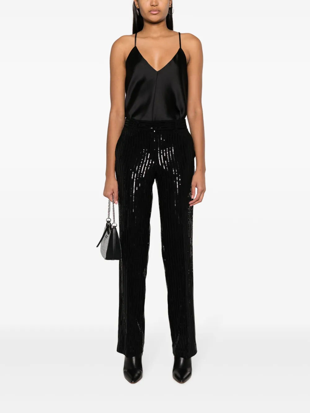 High-Waisted Sequin Trousers