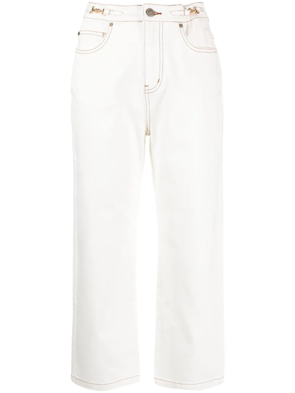 Horsebit-Embellished Mid-Rise Straight-Leg Jeans