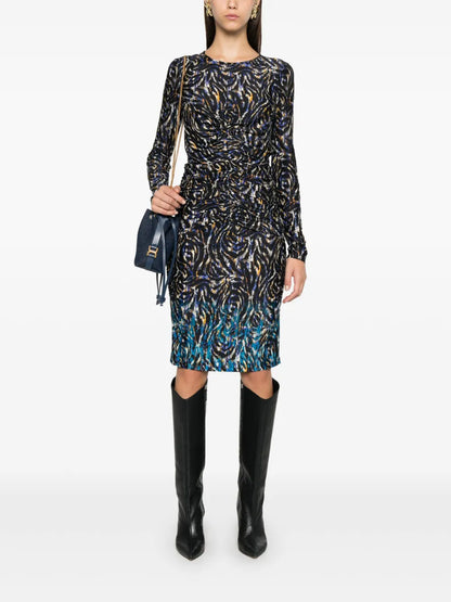 Abstract-Print Midi Dress