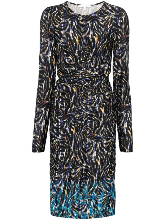 Abstract-Print Midi Dress