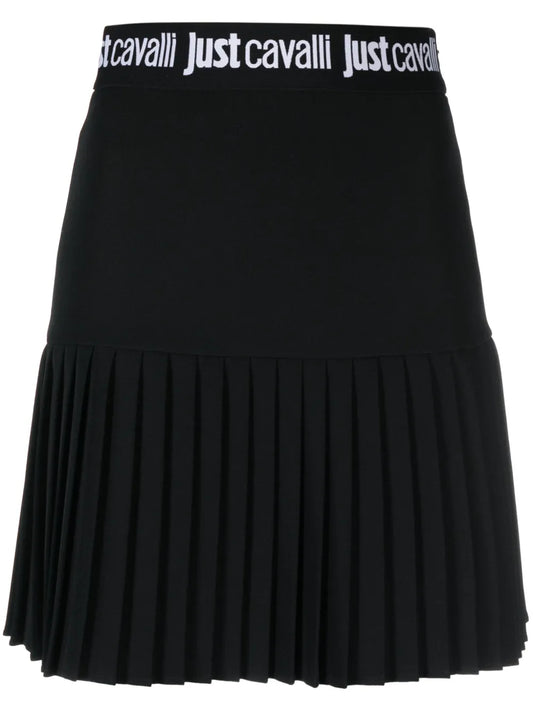 Logo-Waistband Plissé Miniskirt