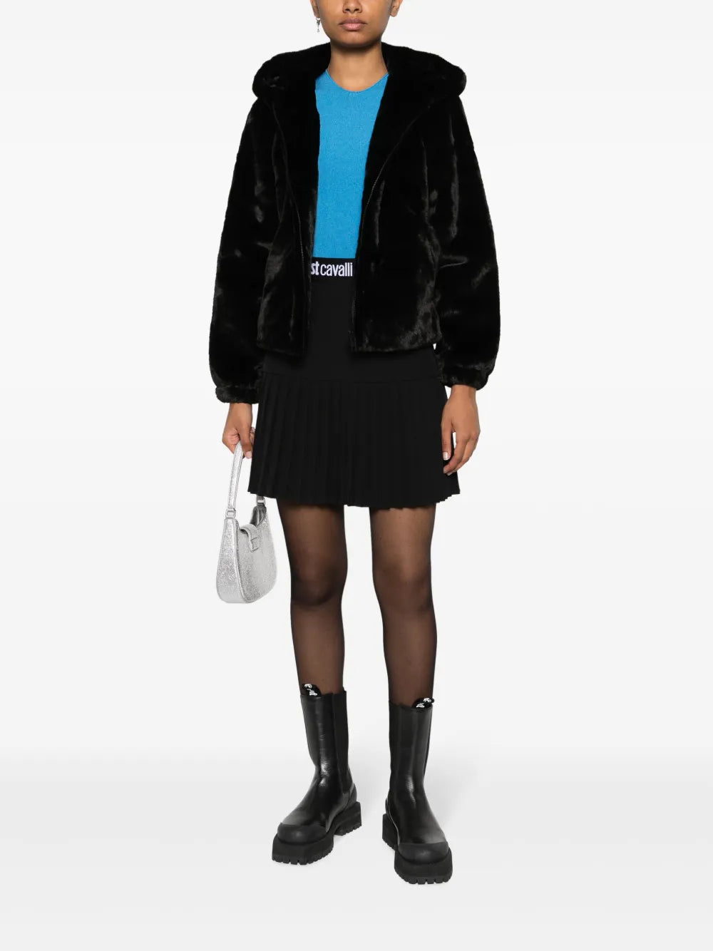 Logo-Waistband Plissé Miniskirt