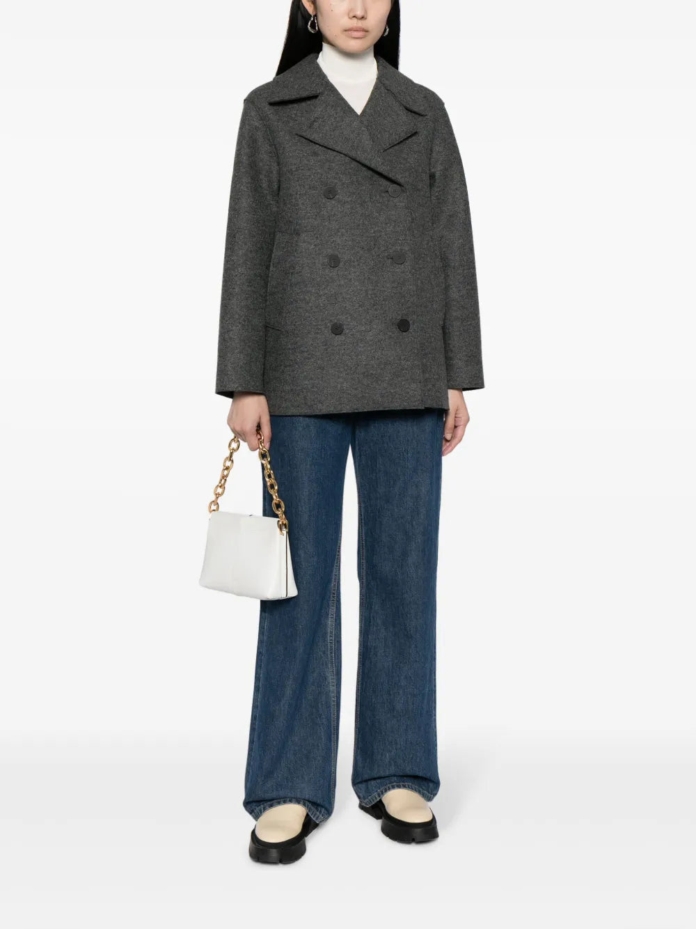 Felted Double-Breasted Peacoat