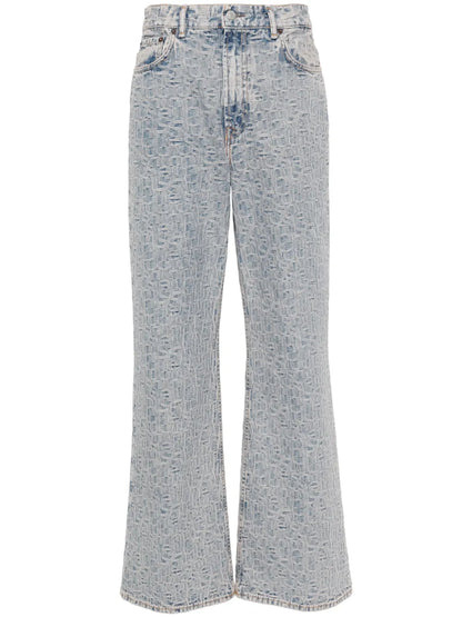 Monogram-Jacquard Wide-Leg Jeans