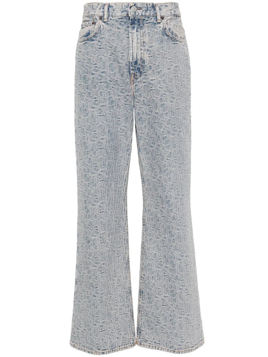 Monogram-Jacquard Wide-Leg Jeans