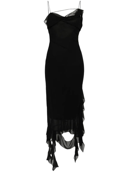 Ruffle-Detailed Midi Dress