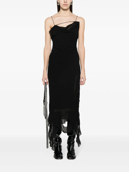 Ruffle-Detailed Midi Dress