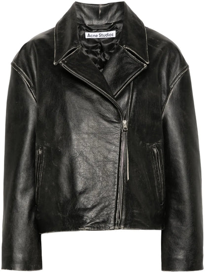 Distressed-Effect Biker Jacket