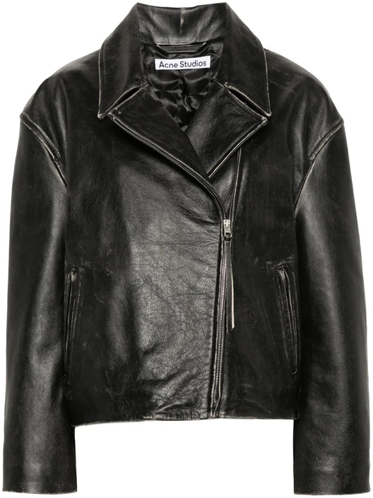 Distressed-Effect Biker Jacket
