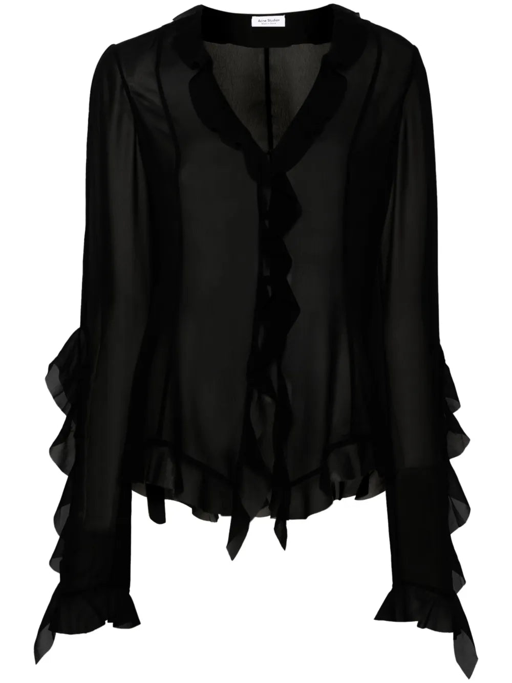 Ruffle-Detail Long-Sleeved Blouse