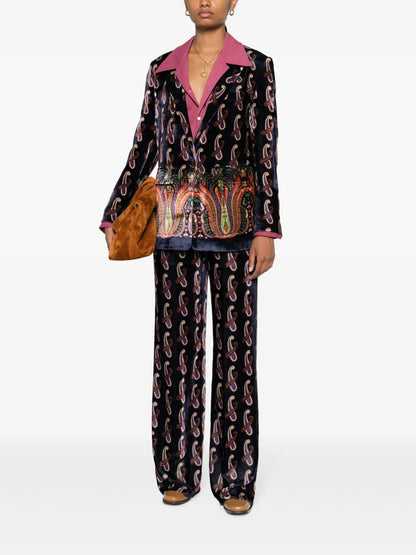 Patterned-Jacquard Velvet Trousers