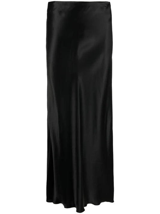 High-Waisted Satin Midi Skirt