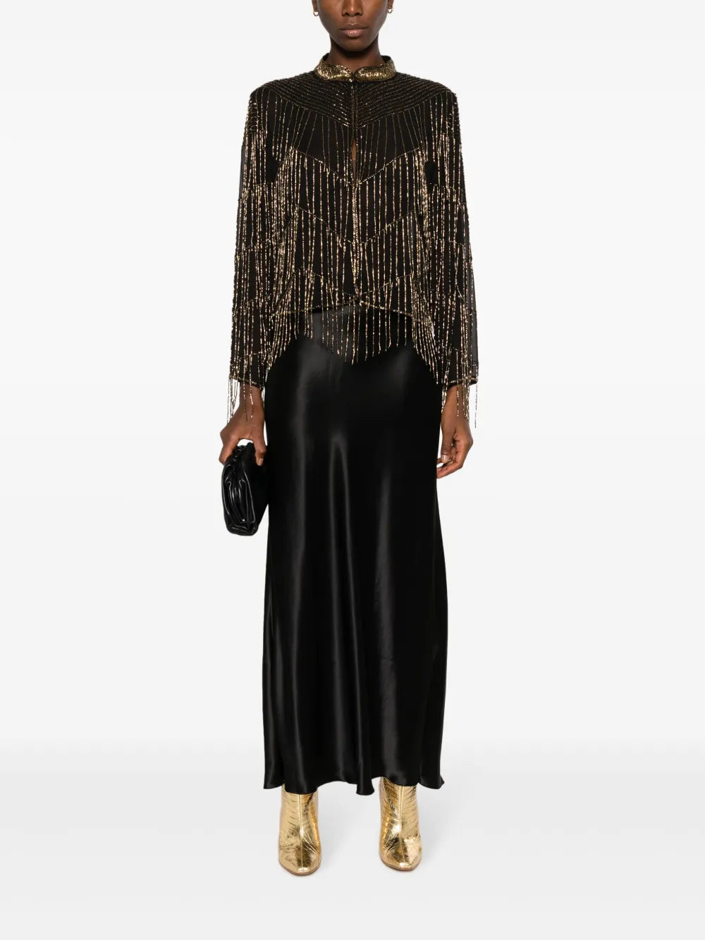 High-Waisted Satin Midi Skirt