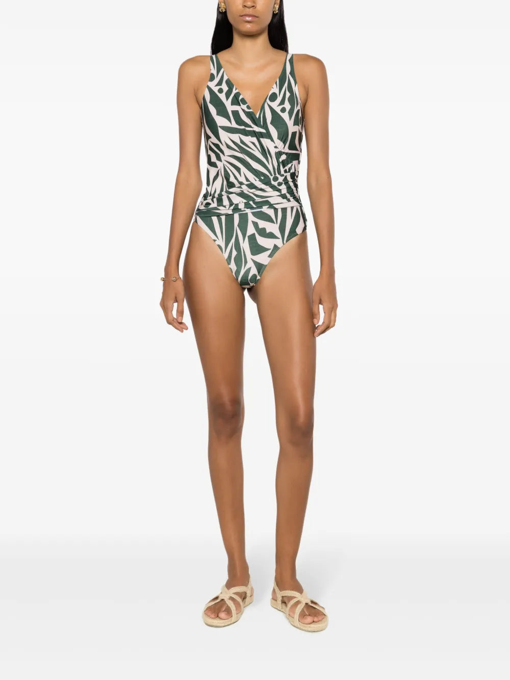 Maisa Abstract-Print Draped One-Piece