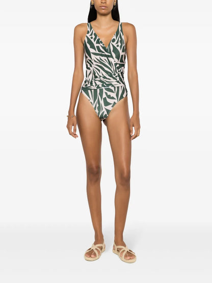 Maisa Abstract-Print Draped One-Piece