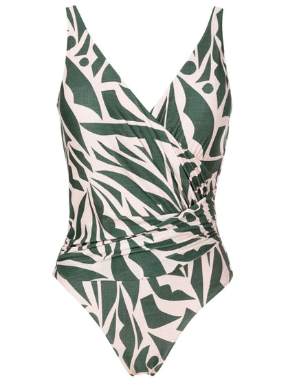 Maisa Abstract-Print Draped One-Piece