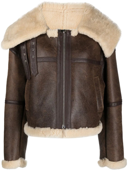 Zip-Front Shearling Jacket