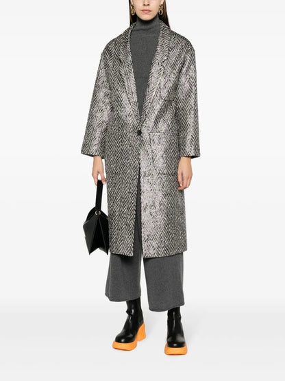 Herringbone Single-Breasted Coat