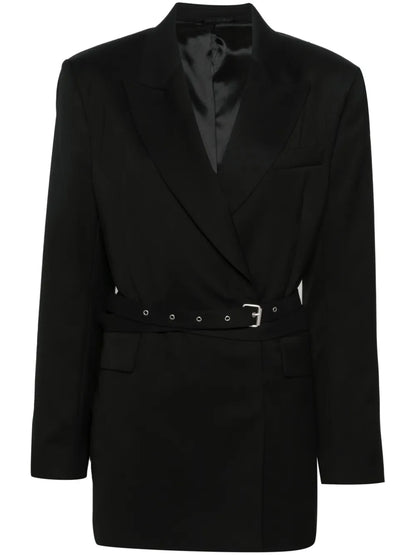 Double-Breasted Herringbone Blazer