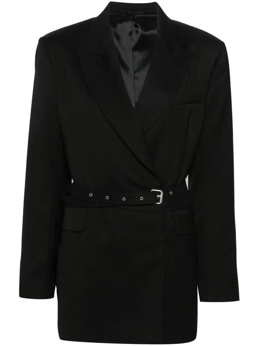 Double-Breasted Herringbone Blazer
